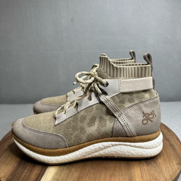 OTBT Hybrid Khaki Stretchy Sock High Top Sneaker Womens Size 9M Lace Up EUC - Picture 1 of 9